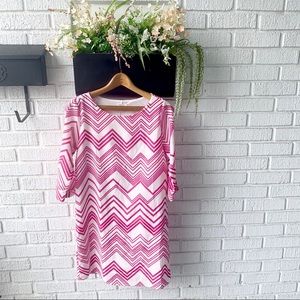 Everly Pink and White Chevron Dress Size Small